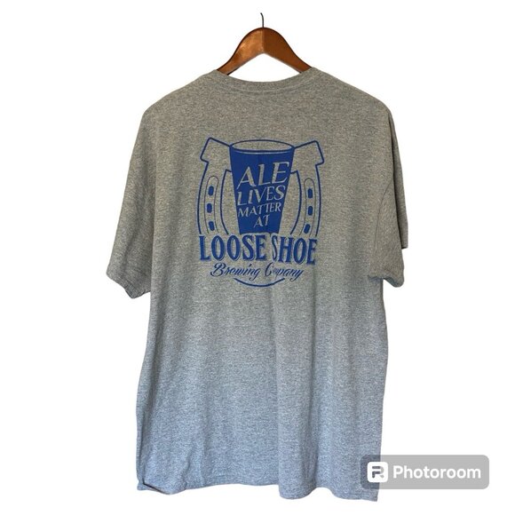 Loose Shoe Brewing Company Gray S/S T-Shirt Men's Size XL Gildan Amherst VA - Picture 2 of 6